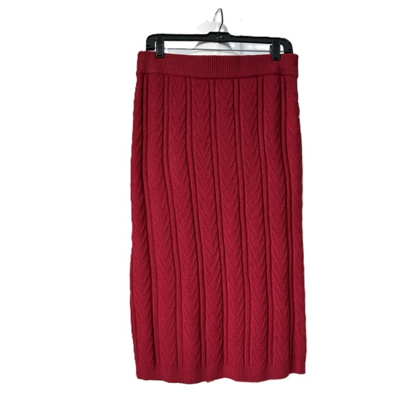 Anne Klein Dresses & Skirts - ANNE KLEIN | Red Chevron-Stitch Knit Pencil Skirt Sz M